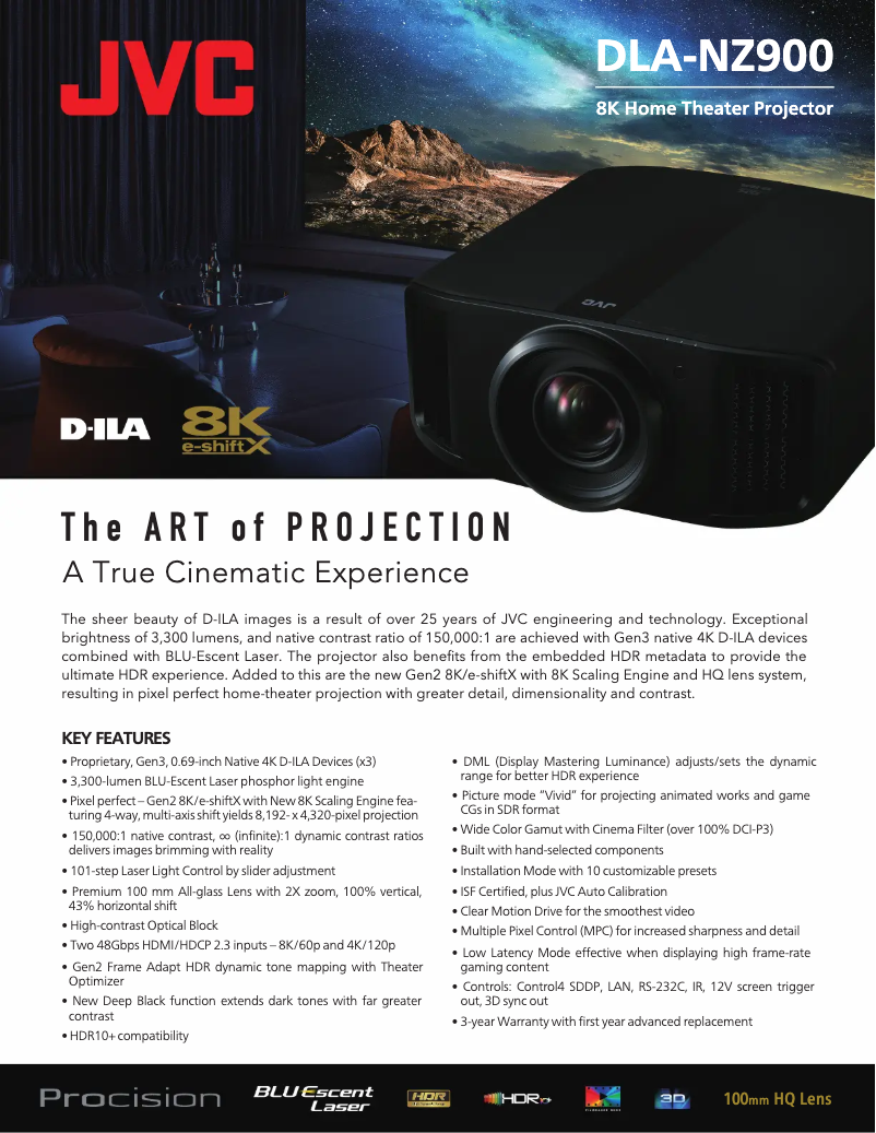 Page 1 de la notice Brochure JVC DLA-NZ900