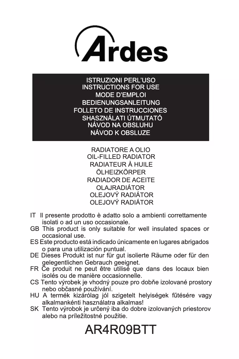 Page 1 de la notice Manuel utilisateur Ardes AR4R09BTT