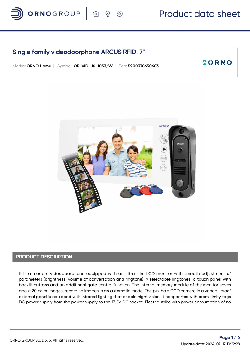 Image de la première page du manuel de l'appareil OR-VID-JS-1053