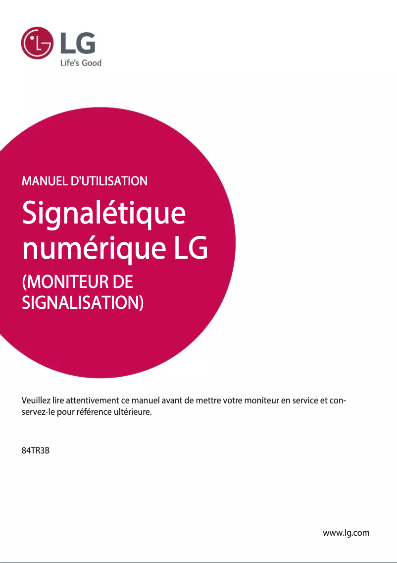 Page n°1 - Manuel utilisateur LG 84TR3B