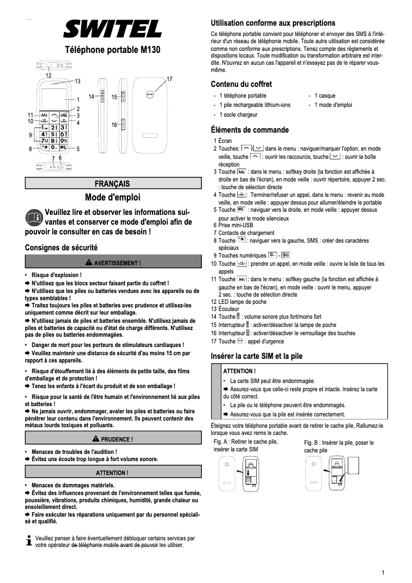 Image de la première page du manuel de l'appareil M130