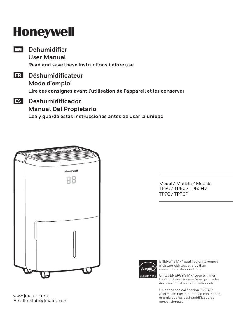 Page n°1 - Manuel d'utilisation et d'entretien Honeywell TP70P
