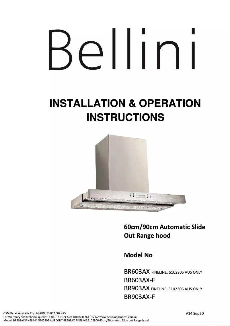 Page 1 de la notice Manuel utilisateur Bellini BR903AX