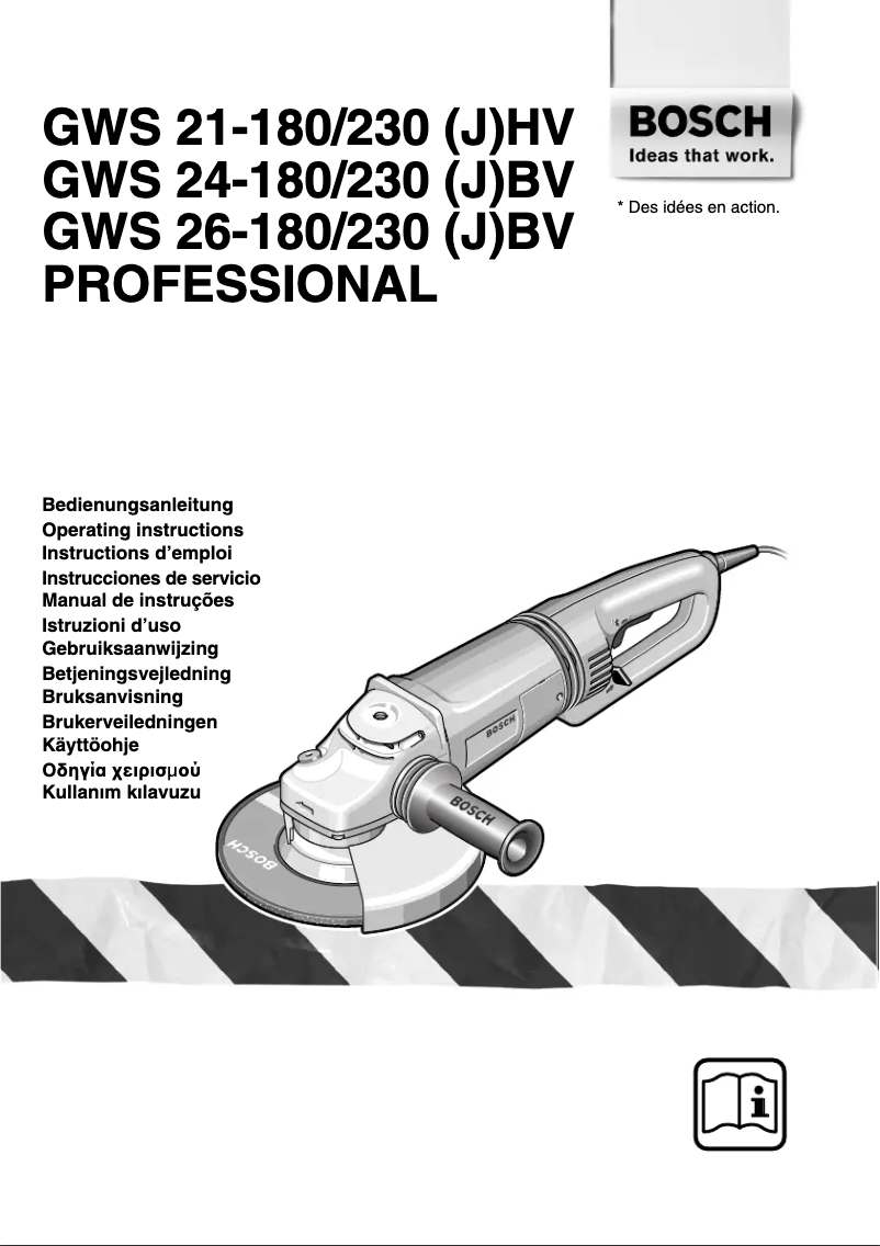 Page 1 de la notice Manuel utilisateur Bosch GWS 24-180 BV Professional