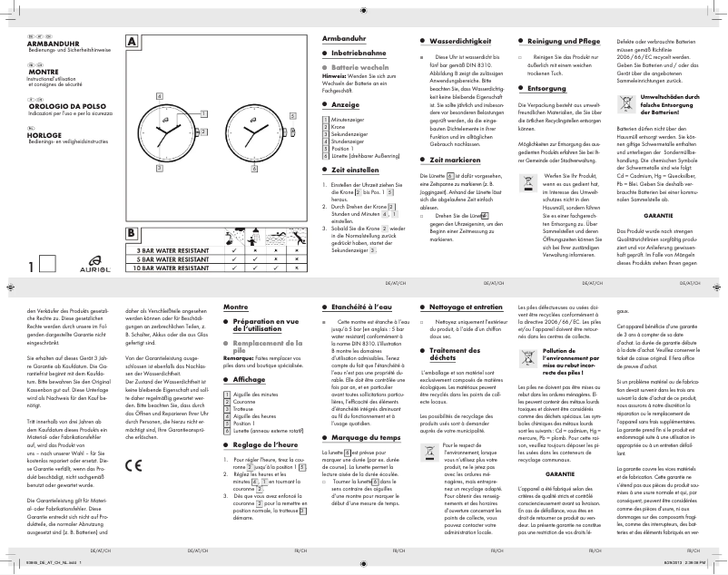 Page 1 de la notice Manuel utilisateur Auriol Z31813