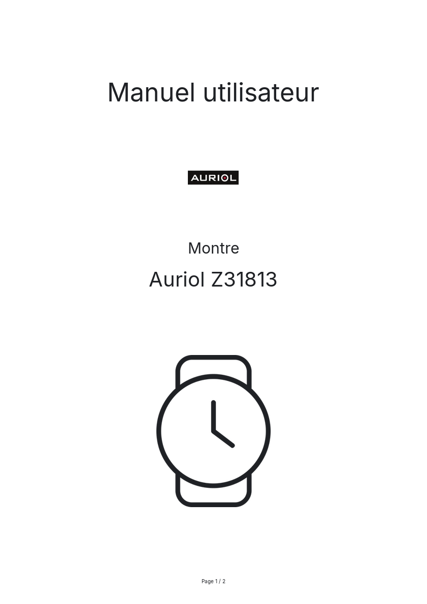 Image de la première page du manuel de l'appareil Z31813