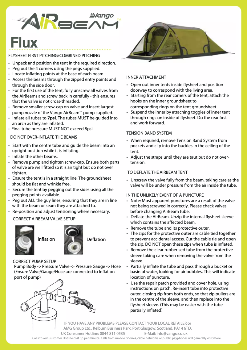 Página 1 del manual Manual de usuario Vango Flux 200