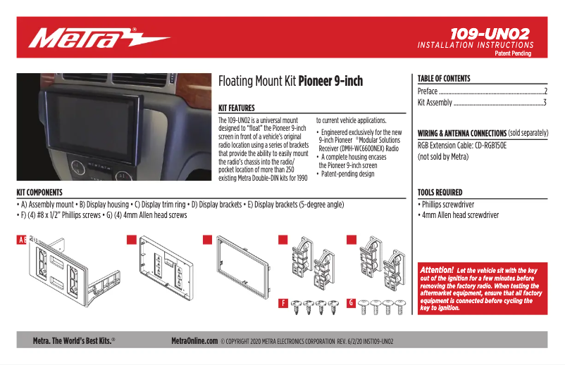 Page n°1 - Mode d'emploi Metra 109-UN02