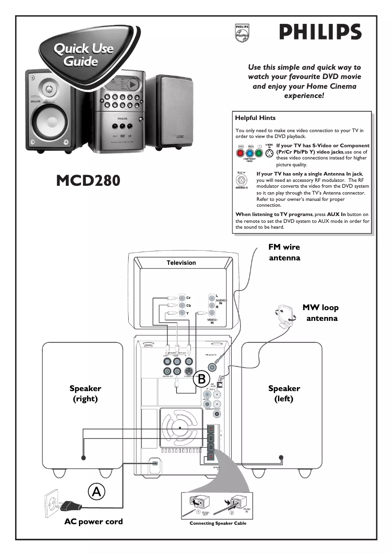 Page n°1 - Guide de démarrage rapide Philips MCD280