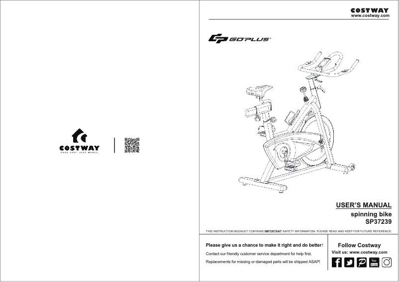 Page 1 de la notice Manuel utilisateur Costway SP37239