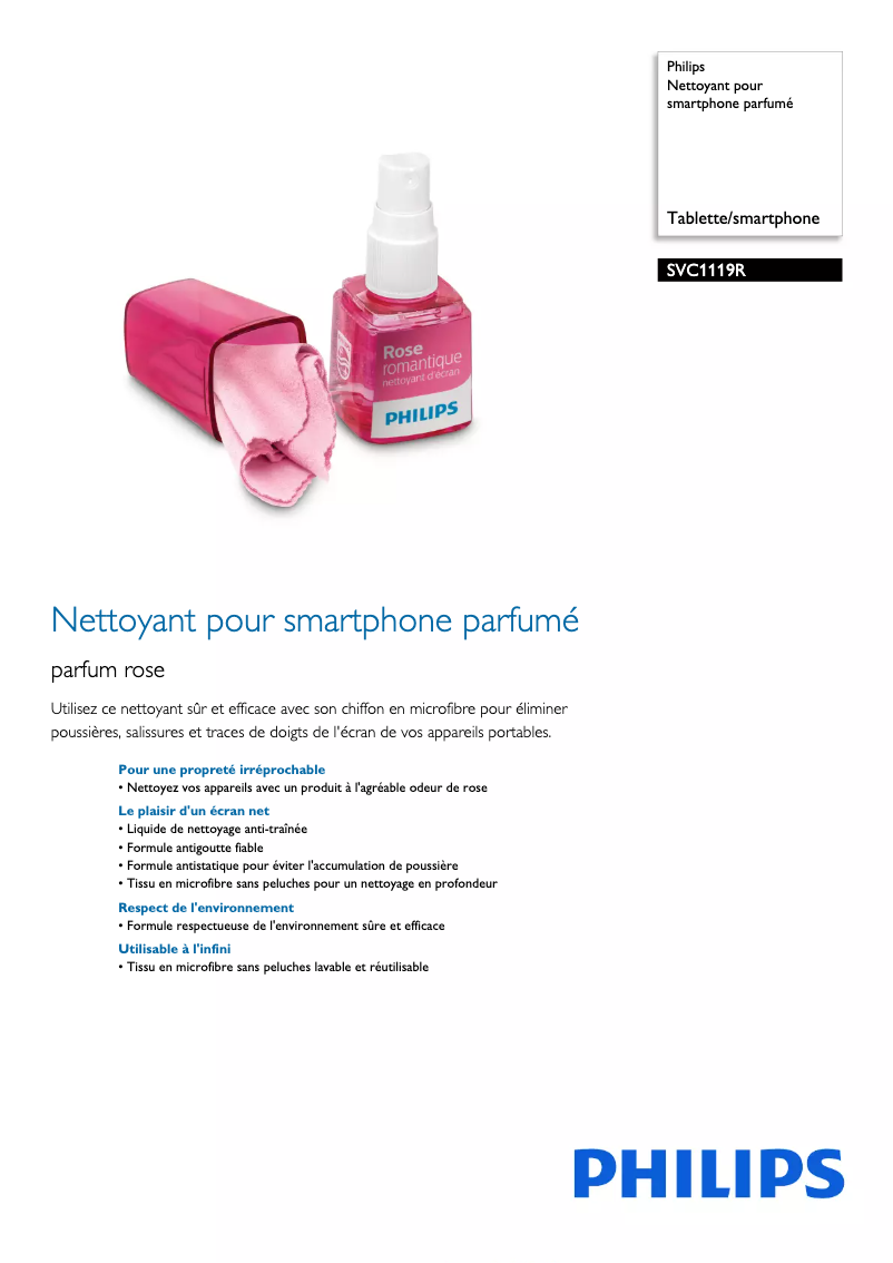 Page 1 de la notice Fiche technique Philips SVC1119R