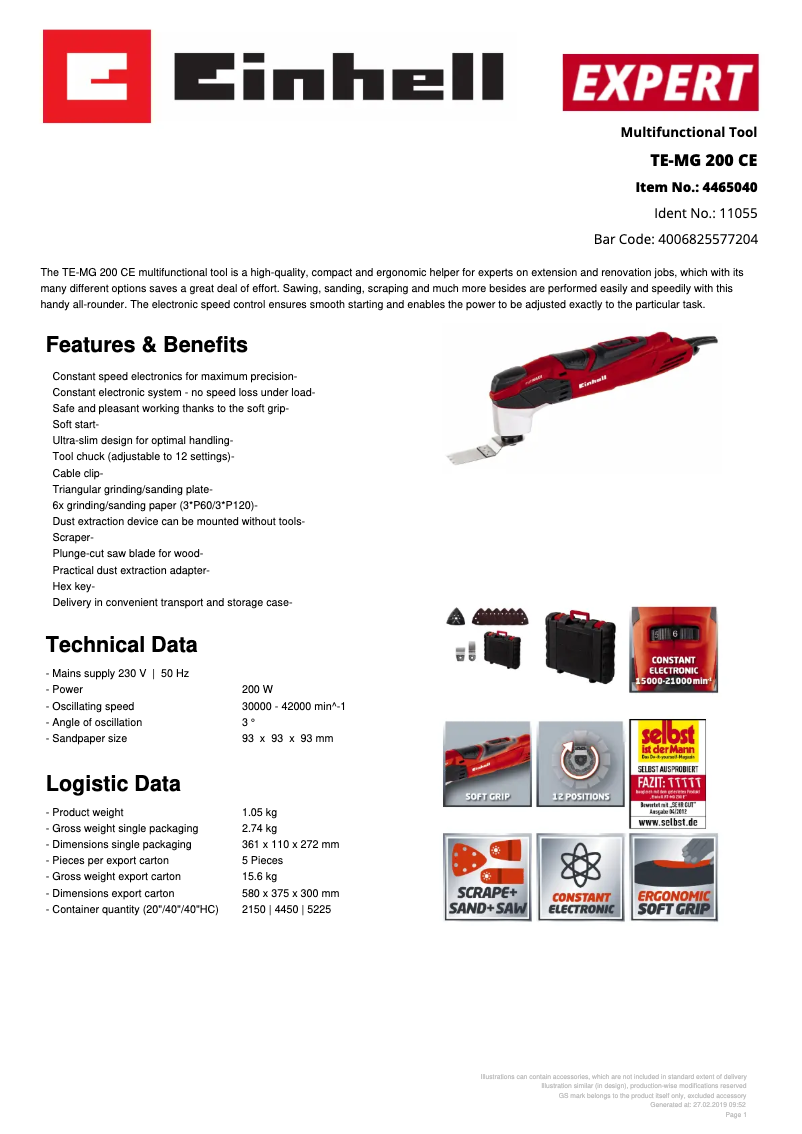 Image de la première page du manuel de l'appareil TE-MG 200 CE