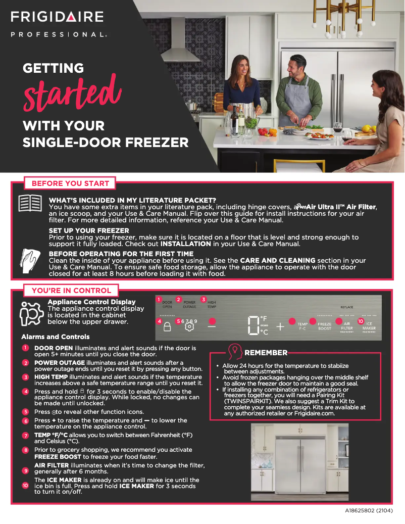 Page n°1 - Guide de démarrage rapide Frigidaire FPFU19F8RF