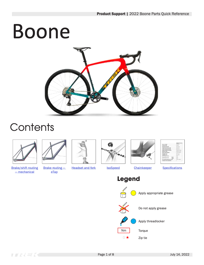 Page 1 de la notice Guide de démarrage rapide Trek Boone 6