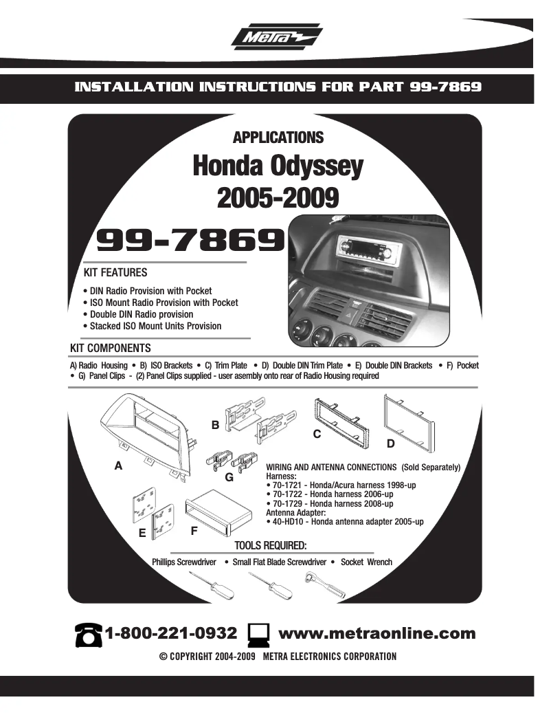 Page n°1 - Manuel utilisateur Metra 99-7869
