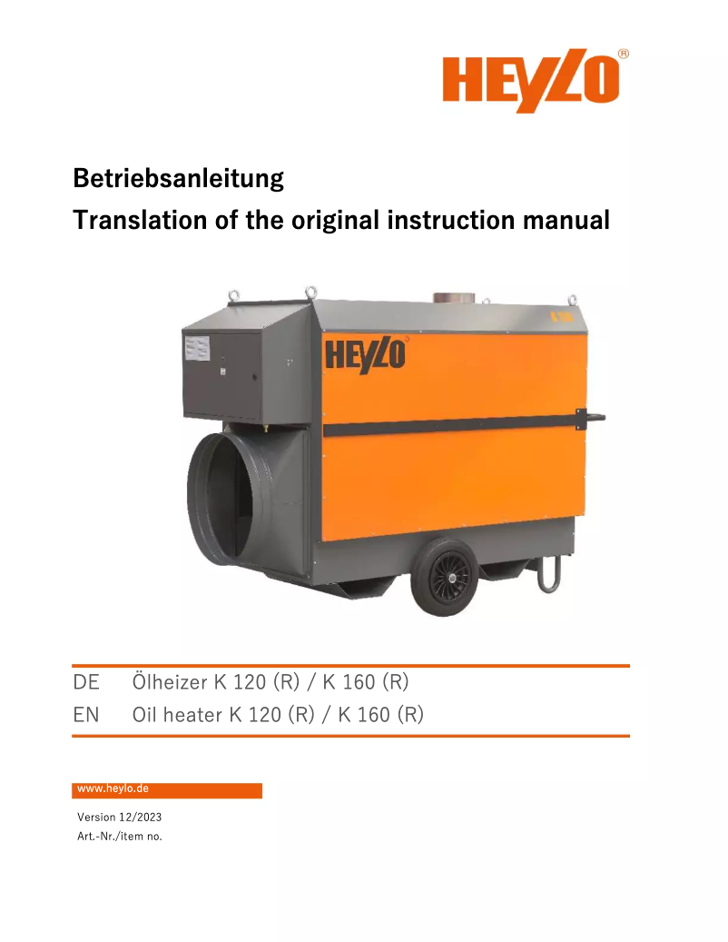 Page 1 de la notice Manuel utilisateur Heylo K 160 R