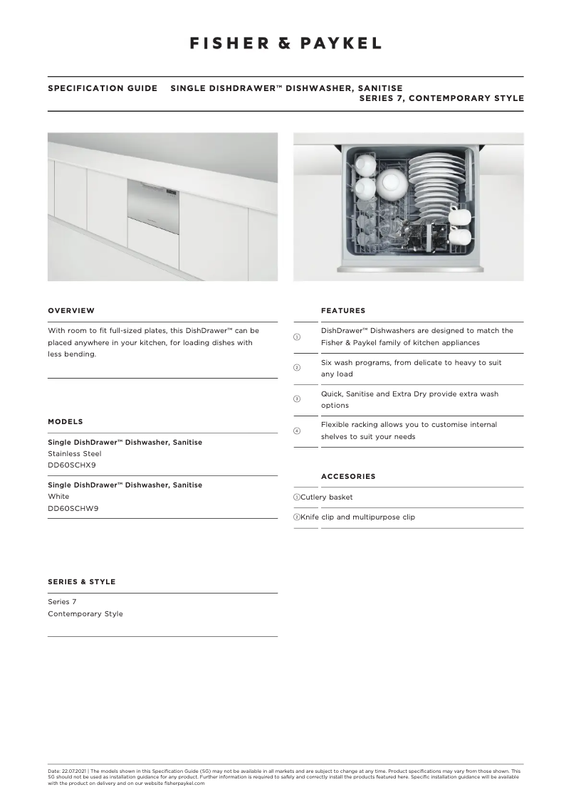 Page n°1 - Fiche technique Fisher & Paykel DD60SCHX9