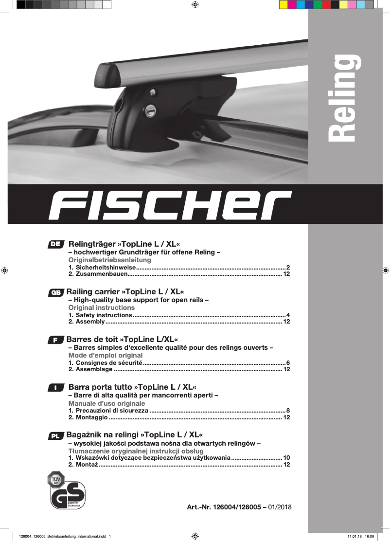 Page 1 de la notice Manuel utilisateur Fischer TopLine XL