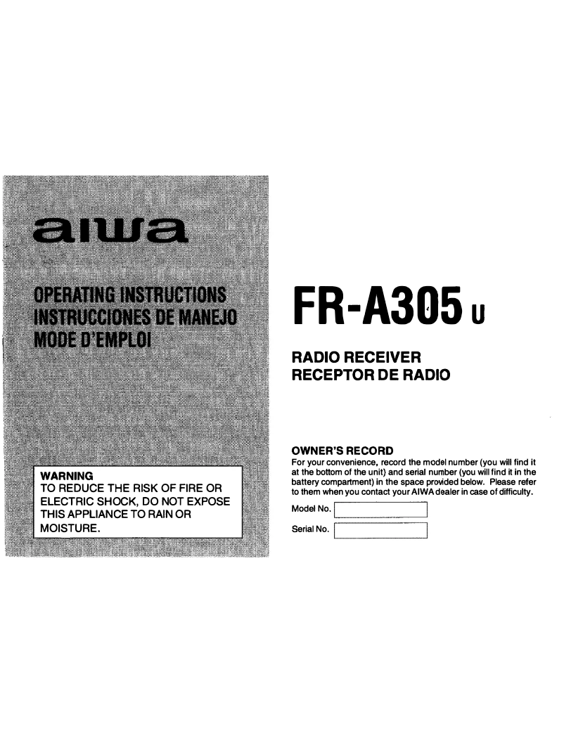Page n°1 - Manuel utilisateur Aiwa FR-A305