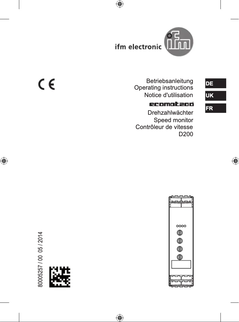 Page 1 de la notice Manuel utilisateur IFM DD0203