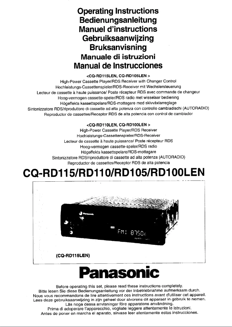 Page 1 de la notice Manuel utilisateur Panasonic CQ-RD100LEN