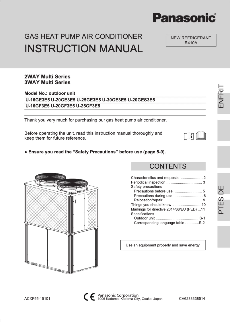 Page n°1 - Manuel utilisateur Panasonic U-25GE3E5