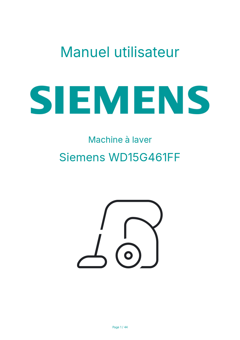 Page n°1 - Manuel utilisateur Siemens WD15G461FF