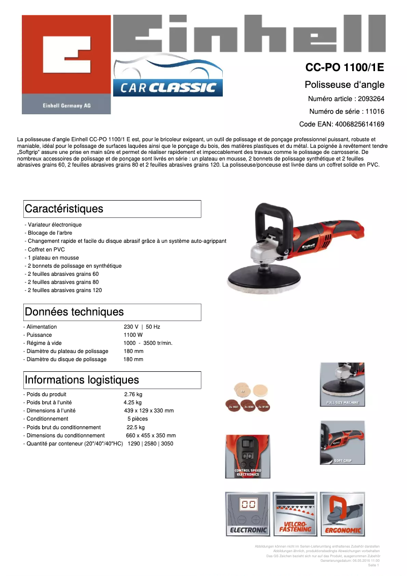 Image de la première page du manuel de l'appareil CC-PO 1100/1E