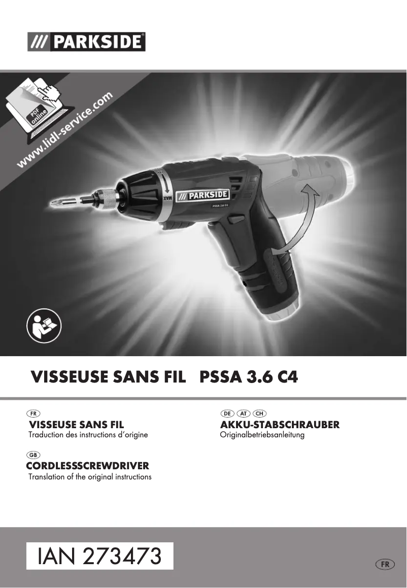 Page 1 de la notice Manuel utilisateur Parkside PSSA 3.6 C4