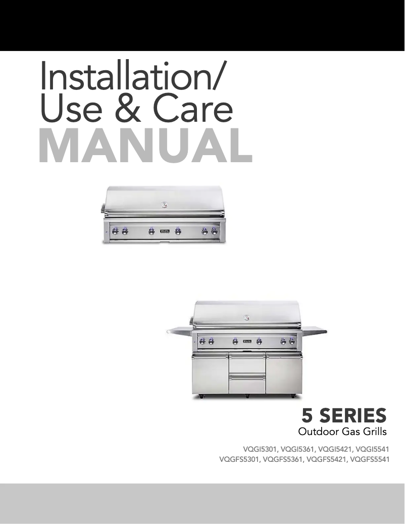 Page 1 de la notice Manuel utilisateur Viking VQGFS5421NSS