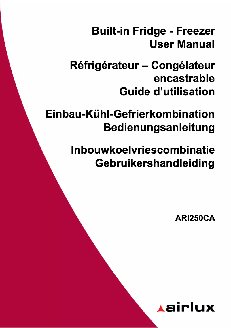 Page 1 de la notice Manuel utilisateur Airlux ARI250CA
