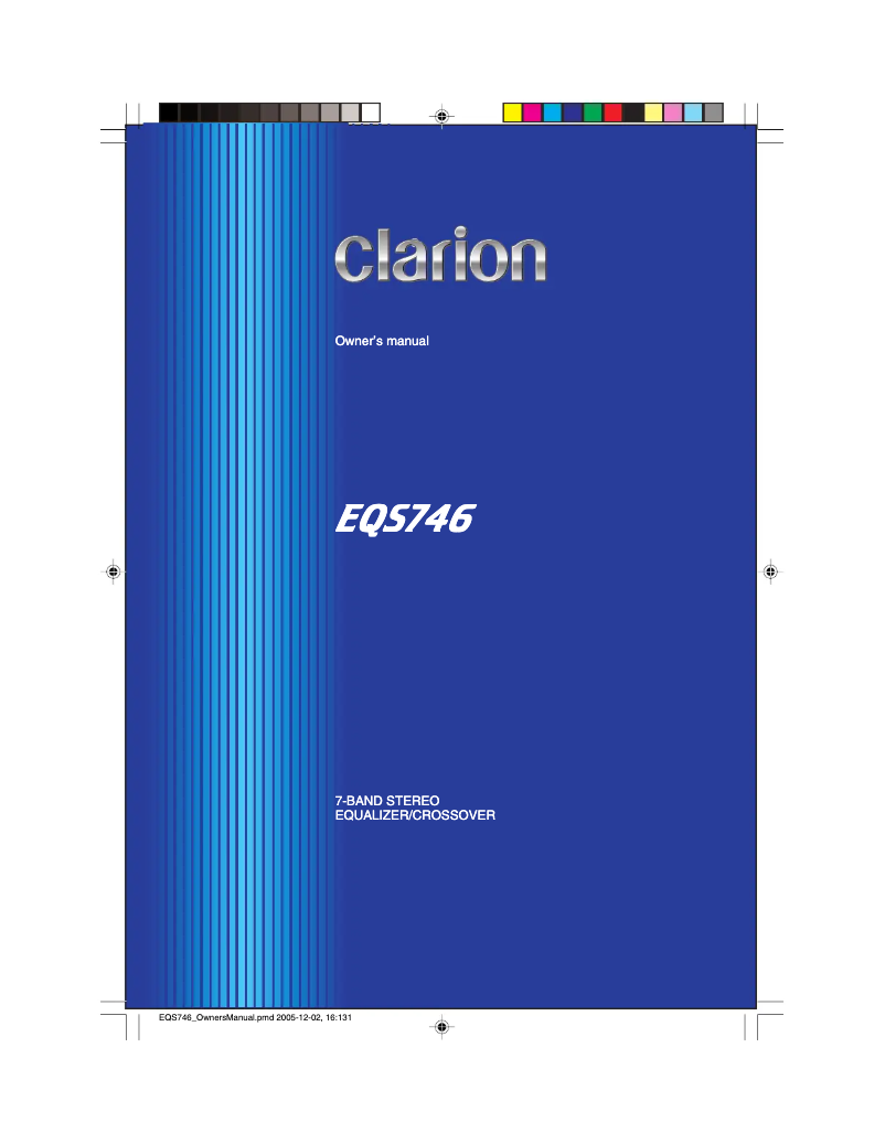Page n°1 - Manuel utilisateur Clarion EQS746