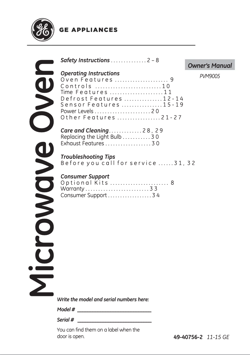 Page 1 de la notice Manuel d'utilisation et d'entretien GE Profile PVM9005FMDS