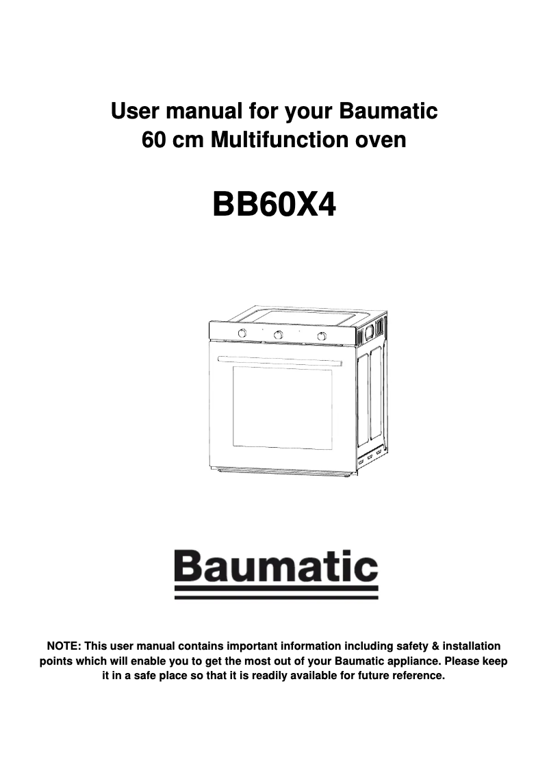 Page n°1 - Manuel utilisateur Baumatic BB60X4