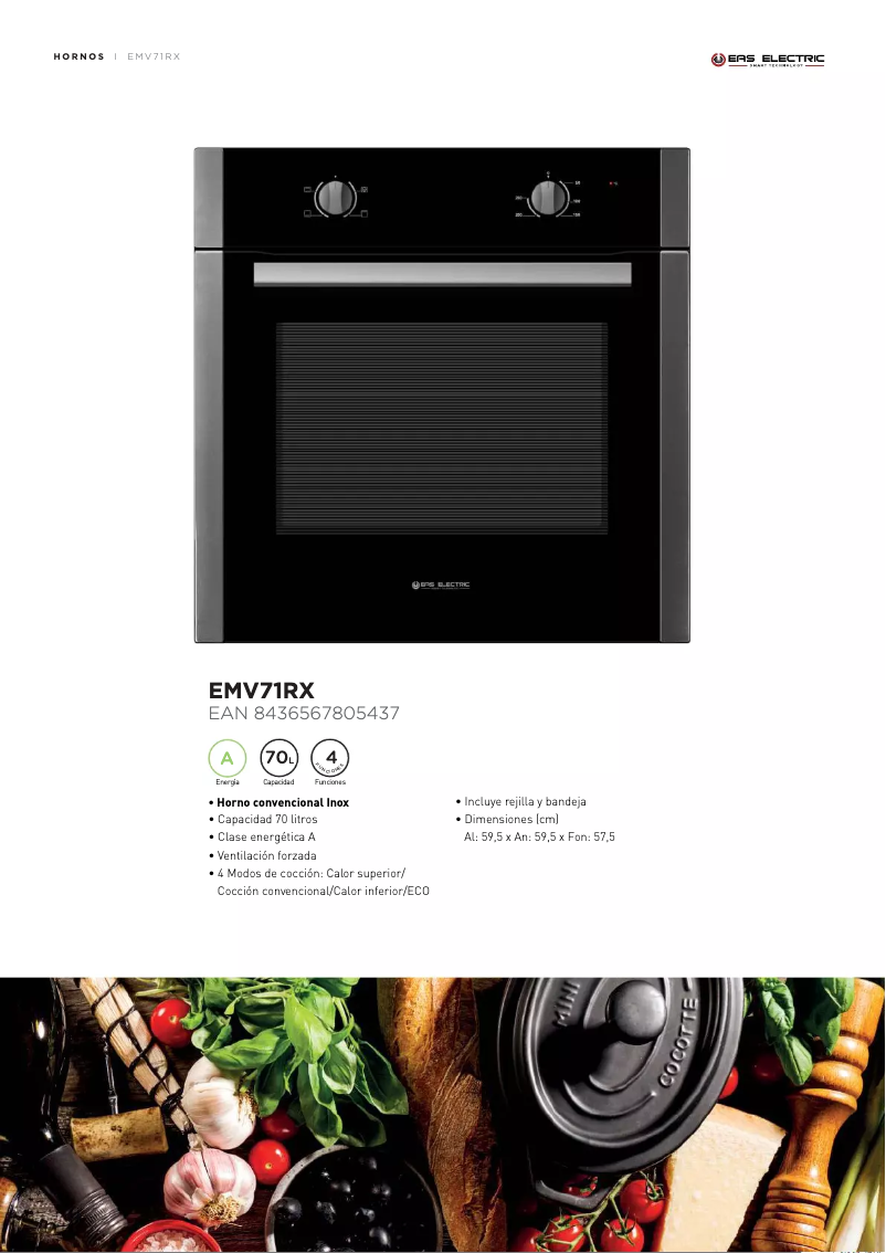 Página 1 del manual Ficha técnica EAS Electric EMV71RX