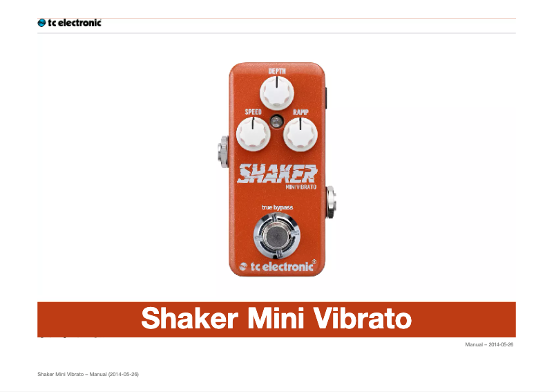 Page n°1 - Mode d'emploi TC Electronic Shaker Mini Vibrato