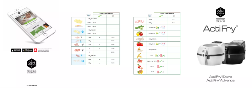 Page 1 de la notice Manuel utilisateur OBH Nordica ActiFry Advance