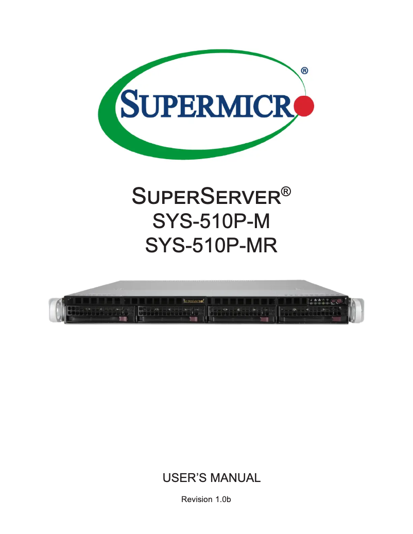 Image de la première page du manuel de l'appareil SuperServer SYS-510P-MR
