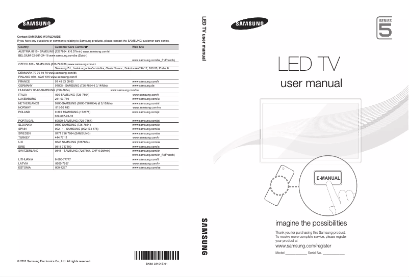 Page n°1 - Guide de démarrage rapide Samsung UE37D5500RW
