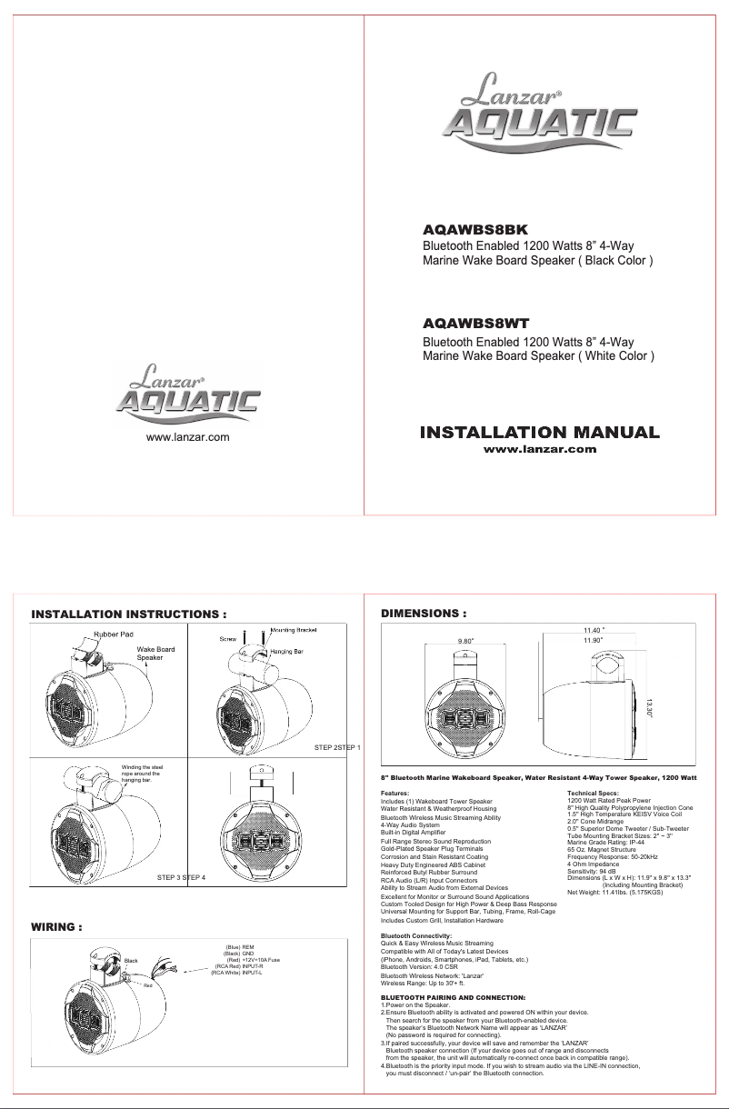 Image de la première page du manuel de l'appareil AQAWBS8BK