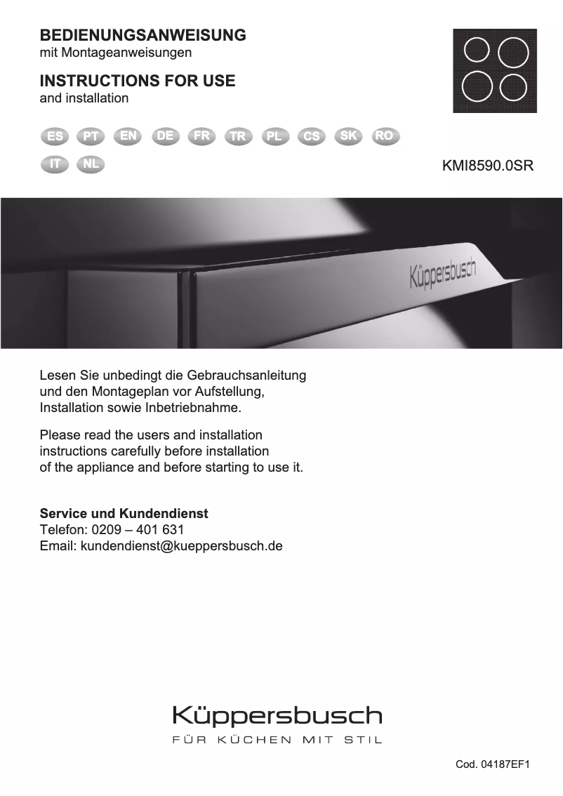 Page 1 de la notice Manuel utilisateur Küppersbusch KMI8590.0S