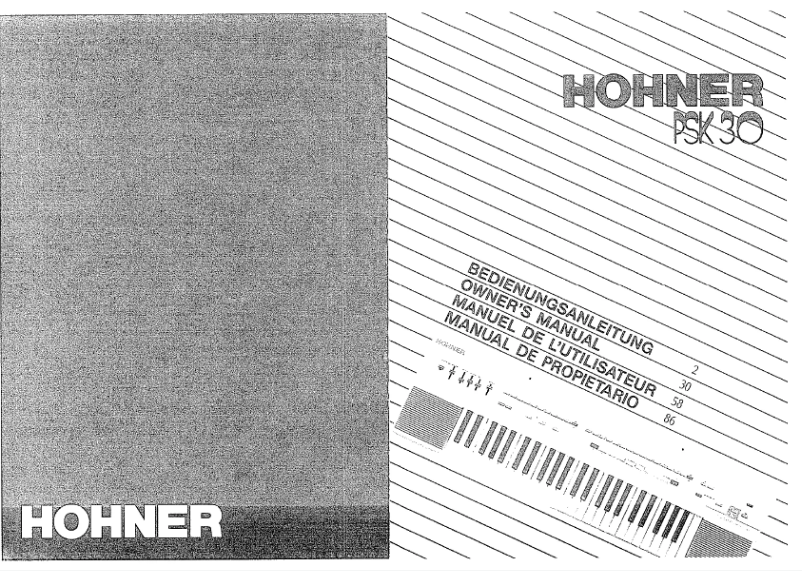 Page n°1 - Manuel utilisateur Hohner PSK 30