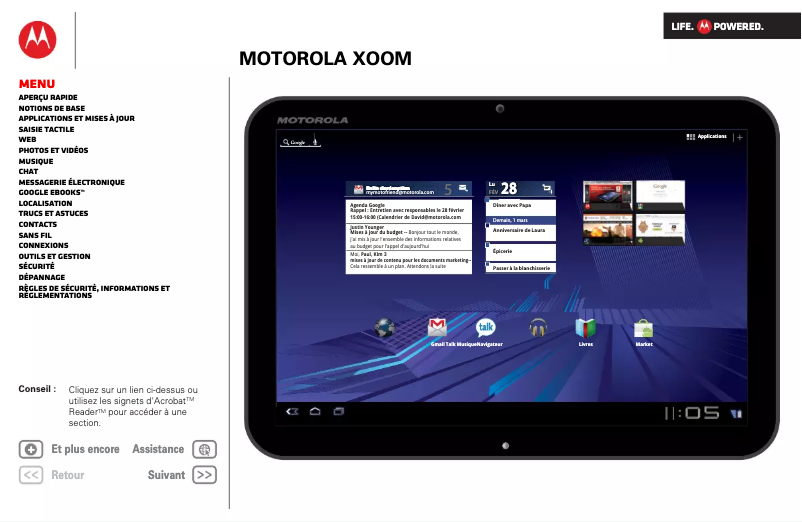 Page 1 de la notice Manuel utilisateur Motorola Xoom