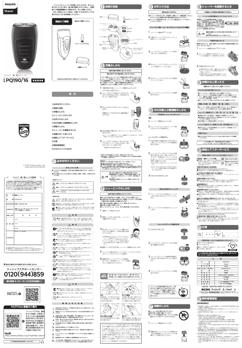 Image de la première page du manuel de l'appareil PQ190