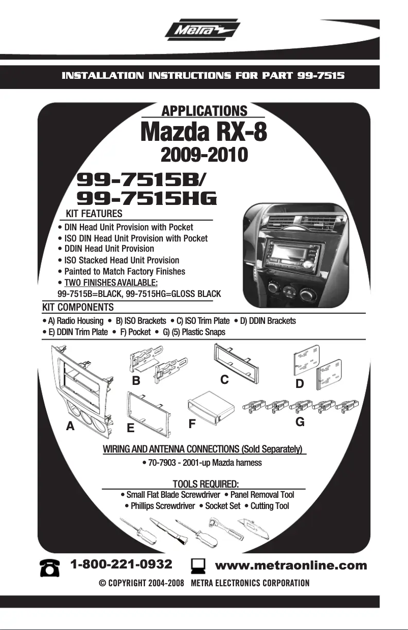 Page 1 de la notice Manuel utilisateur Metra 99-7515B