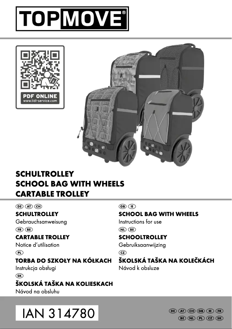 Page 1 de la notice Manuel utilisateur Topmove IAN 314780