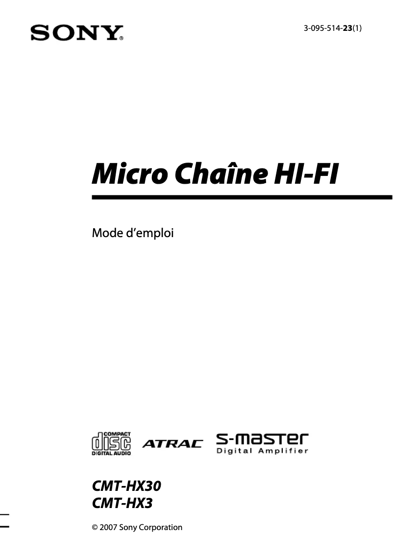 Image de la première page du manuel de l'appareil CMT-HX3