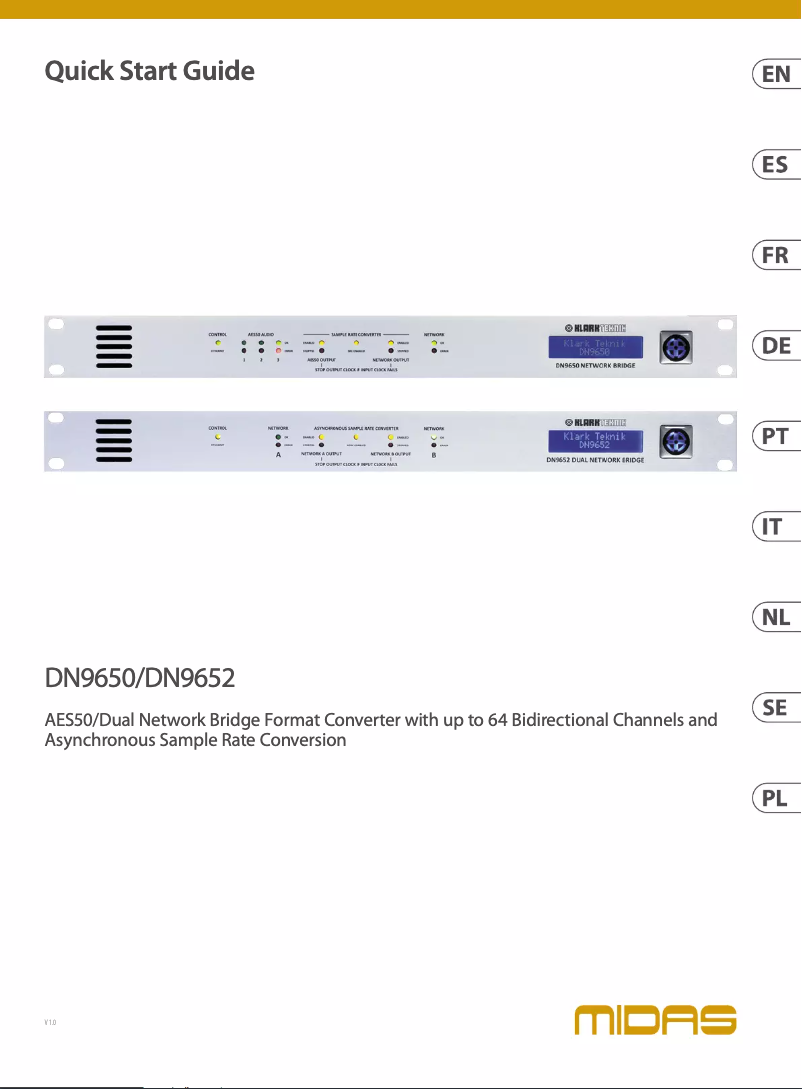 Page 1 de la notice Guide de démarrage rapide Klark Teknik DN9650
