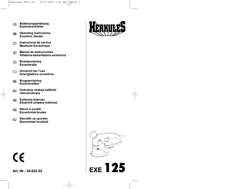 Image de la première page du manuel de l'appareil EXE 125