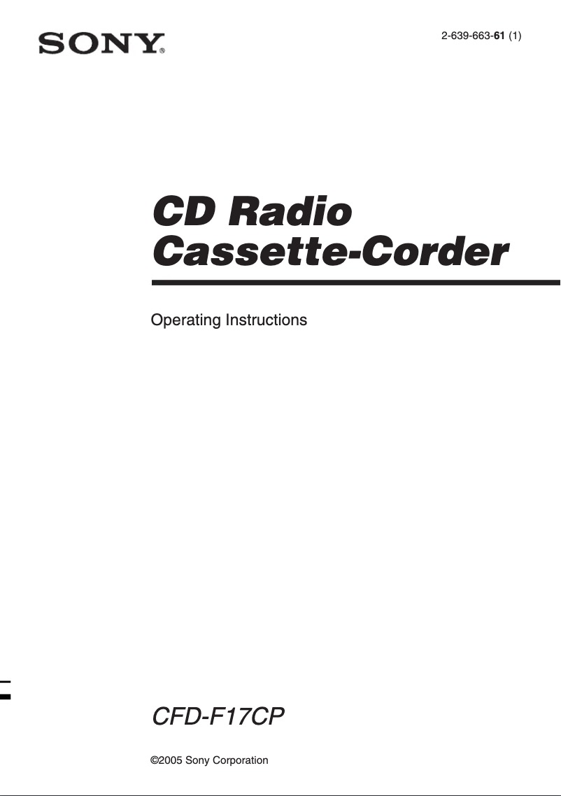 Page 1 de la notice Manuel utilisateur Sony CFD-F17CP